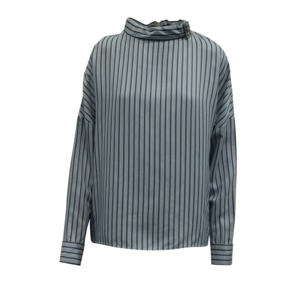 Tibi Striped Blouse in Light Blue Viscose
